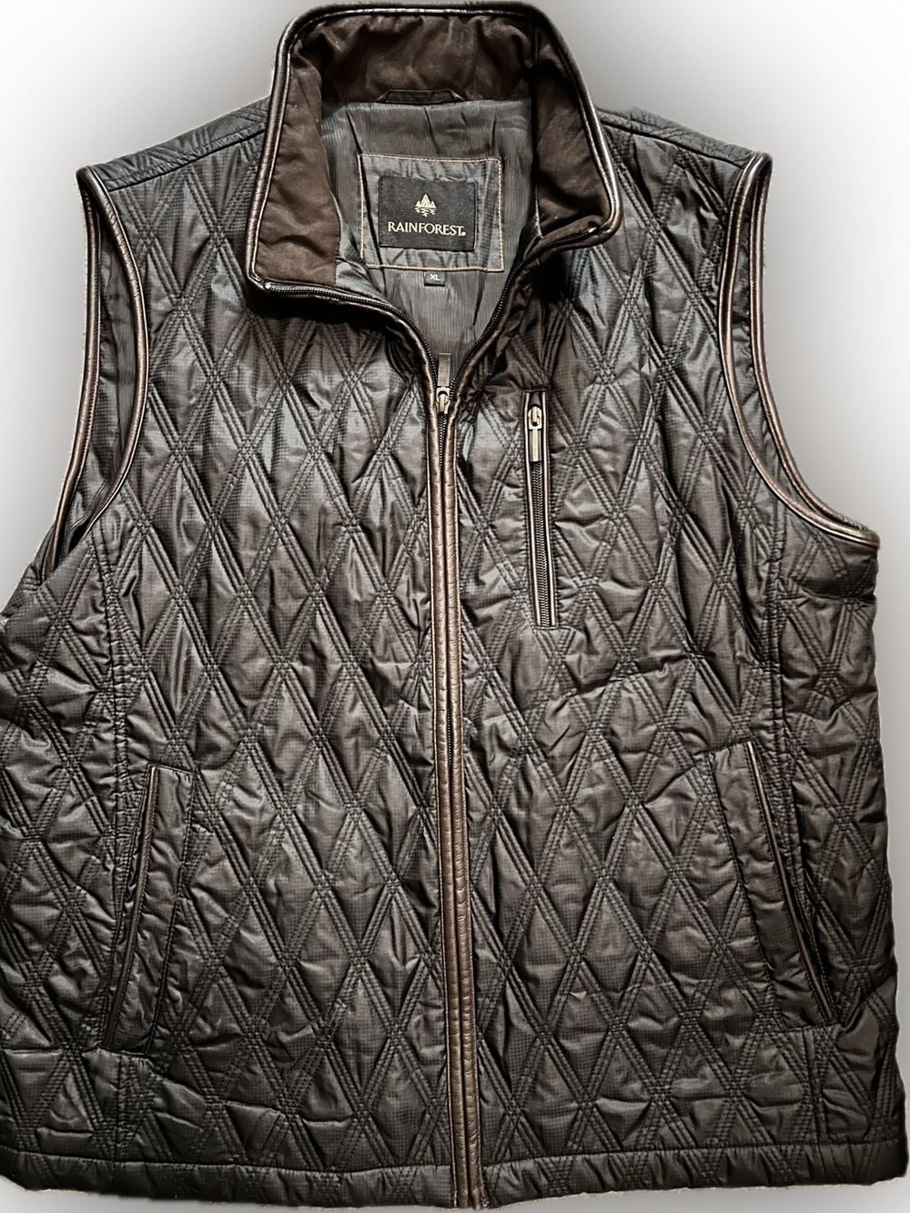 Men's Rainforest Bernard Quilted Vest w Leather Trim